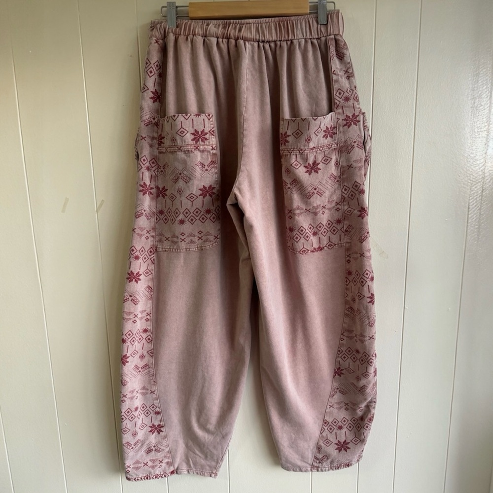 easel Dusty Rose Embroidered Track Pants - Picture 6 of 7